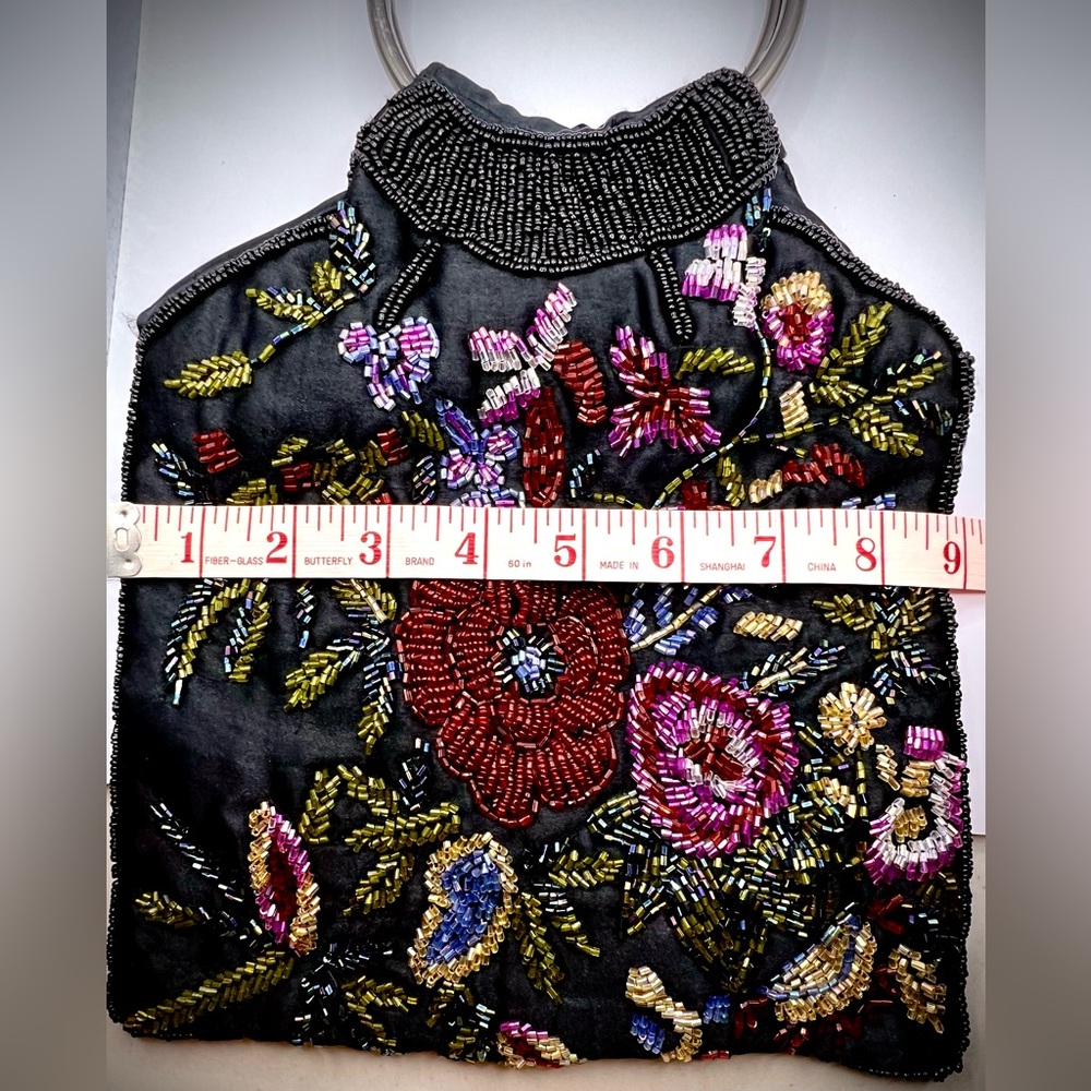 Beautiful Purse/Bag-Handmade/India w/Sequins& Round Hoops-Unique-Good Condition - Picture 8 of 8